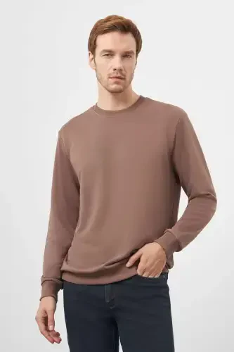 Modazone Men COFFEE Basic Crew Neck Sweatshirt - MORVEN (1)