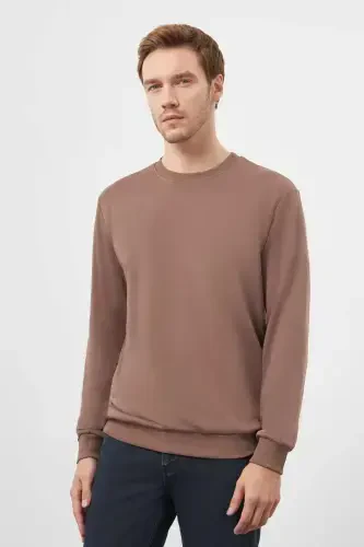 Modazone Men COFFEE Basic Crew Neck Sweatshirt - MORVEN (1)