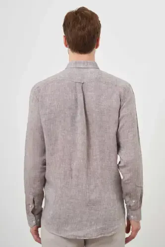 Modazone Men COFFEE Linen Button-Down Collar Regular Fit Shirt - 6