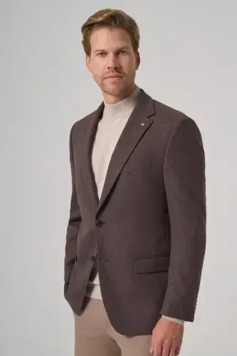 Modazone Men COFFEE Polyviscose Woven Pattern Dynamic Fit Mono Collar Jacket - 2