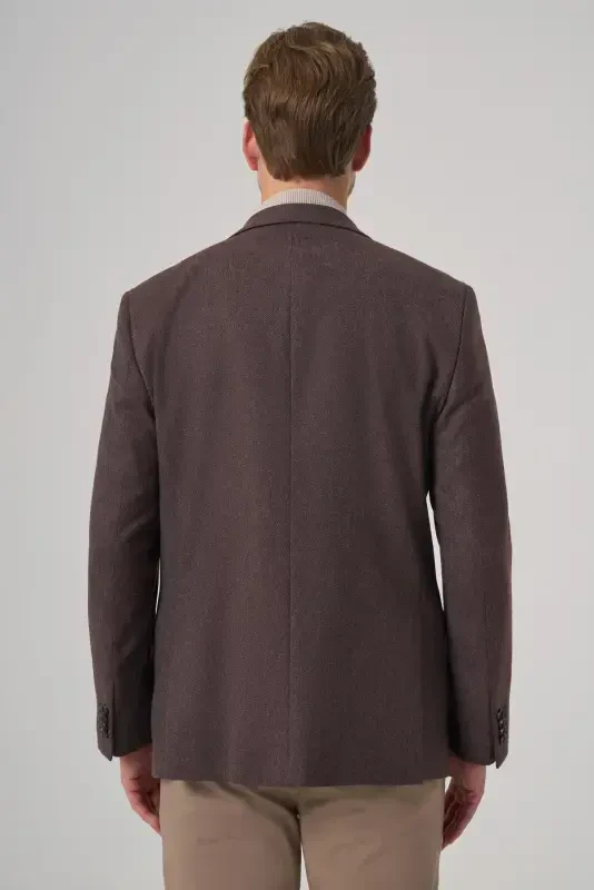 Modazone Men COFFEE Polyviscose Woven Pattern Dynamic Fit Mono Collar Jacket - 5