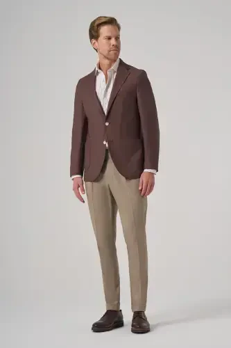 Modazone Men COFFEE Slim Fit Peak Lapel Jacket - 4