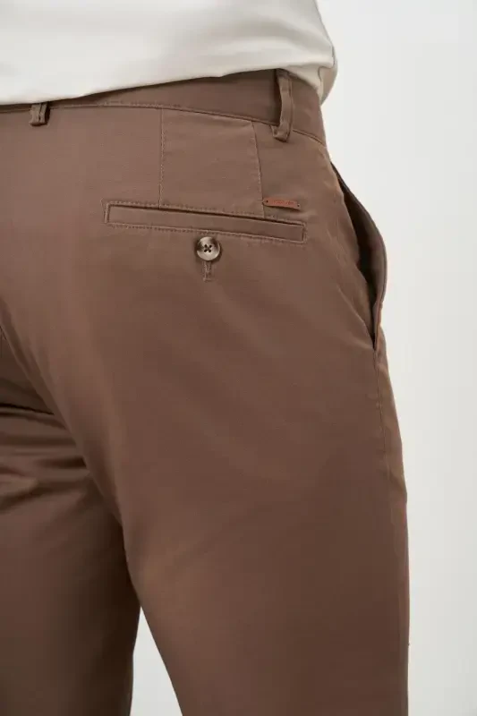 Modazone Men COFFEE Summer Cotton Side Pocket Dynamic Fit Chino Pants - 4