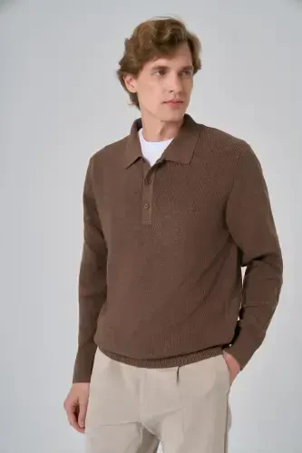 Modazone Men COFFEE Trend Polo Neck Dynamic Fit Comfort Fit Knitwear - 2