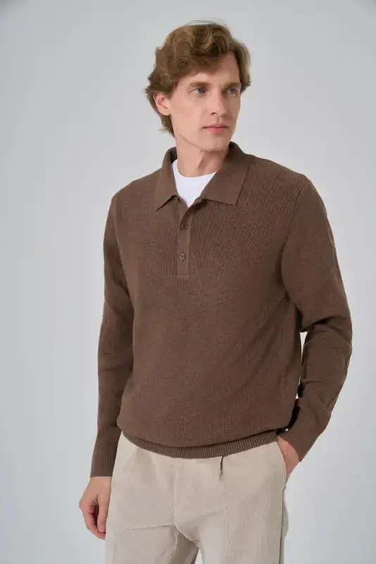 Modazone Men COFFEE Trend Polo Neck Dynamic Fit Comfort Fit Knitwear - 2