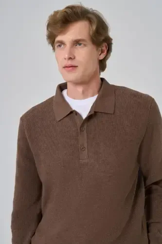 Modazone Men COFFEE Trend Polo Neck Dynamic Fit Comfort Fit Knitwear - 3