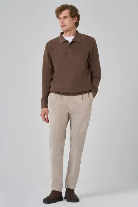 Modazone Men COFFEE Trend Polo Neck Dynamic Fit Comfort Fit Knitwear - 4