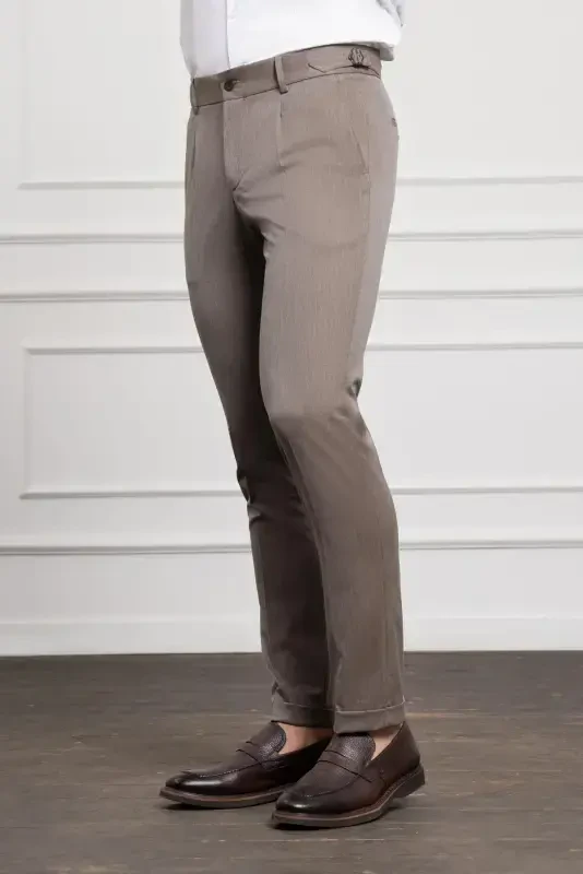 Modazone Men COFFEE Trend Slim Fit Narrow Cut Pleated Trousers - 2