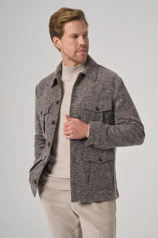 Modazone Men COFFEE Trendy Wool Dynamic Fit Shirt Jacket - 2