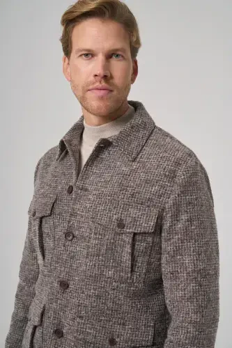 Modazone Men COFFEE Trendy Wool Dynamic Fit Shirt Jacket - 3