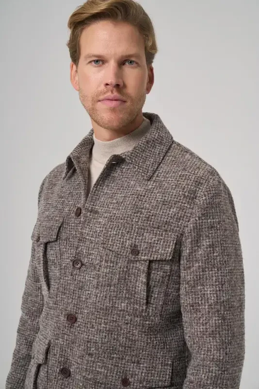 Modazone Men COFFEE Trendy Wool Dynamic Fit Shirt Jacket - 3
