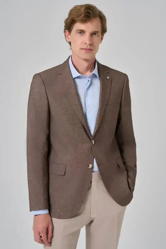 Modazone Men COFFEE Wool Dynamic Fit Comfort Fit Jacket - MORVEN