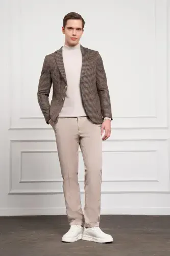 Modazone Men COFFEE Woven Slim Fit Narrow Cut Mono Collar Jacket - MORVEN (1)