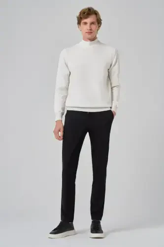 Modazone Men Ecru Basic Half Turtleneck Dynamic Fit Comfort Fit Knitwear - 2
