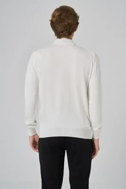 Modazone Men Ecru Basic Half Turtleneck Dynamic Fit Comfort Fit Knitwear - 5