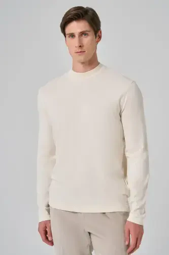 Modazone Men Ecru Trend Crew Neck Rayon Knitwear - 1