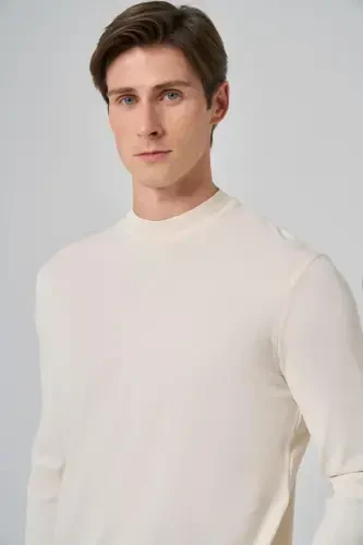 Modazone Men Ecru Trend Crew Neck Rayon Knitwear - 3
