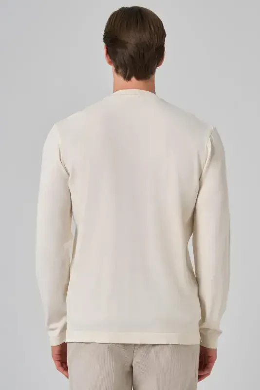 Modazone Men Ecru Trend Crew Neck Rayon Knitwear - 5