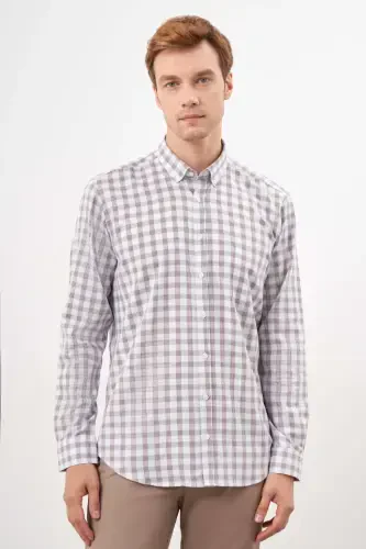 Modazone Men KAHVE Cotton Plaid Button-Down Collar Regular Fit Shirt - 1