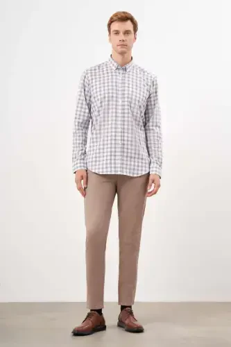 Modazone Men KAHVE Cotton Plaid Button-Down Collar Regular Fit Shirt - 3