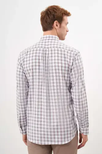 Modazone Men KAHVE Cotton Plaid Button-Down Collar Regular Fit Shirt - 5