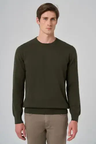 Modazone Men Khaki Basic Crew Neck Dynamic Fit Comfort Fit Knitted Sweater - 2