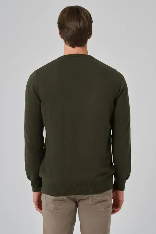 Modazone Men Khaki Basic Crew Neck Dynamic Fit Comfort Fit Knitted Sweater - 5