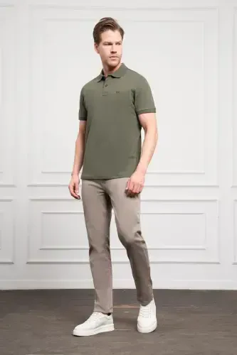 Modazone Men Khaki Basic Polo Collar Dynamic Fit T-Shirt - 2
