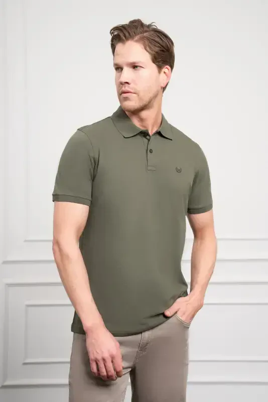 Modazone Men Khaki Basic Polo Collar Dynamic Fit T-Shirt - 3
