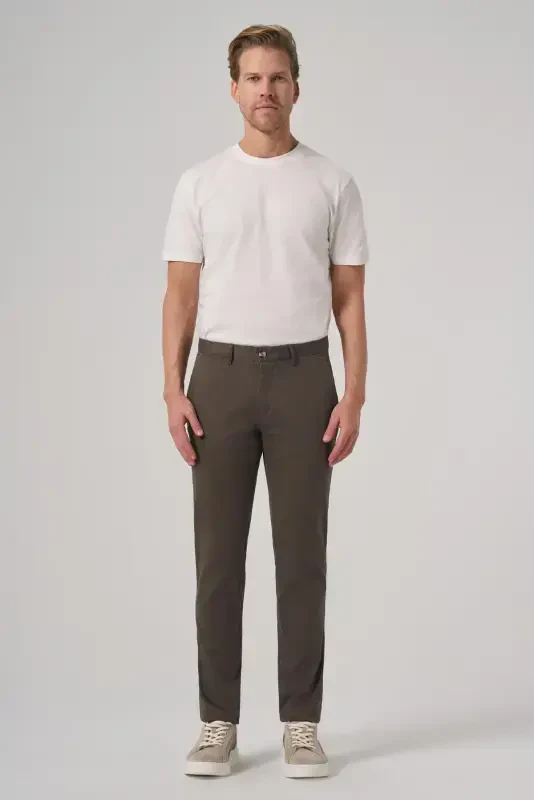 Modazone Men Khaki Cotton Trend Slim Fit Chino Trousers - 3