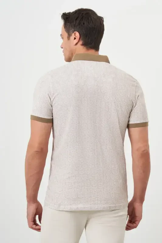 Modazone Men LIGHT BROWN Trend Compact Rotation Print Pique Polo Collar T-Shirt - 5