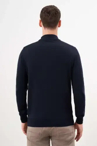 Modazone Men Navy Blue Basic Half Turtleneck Dynamic Fit Comfort Fit Knitwear - 5