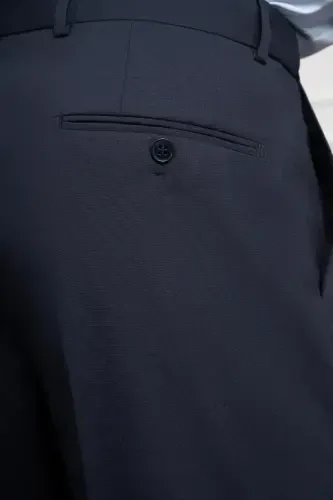 Modazone Men Navy Blue Wool Basic Dynamic Fit Comfort Fit Classic Trousers - 5