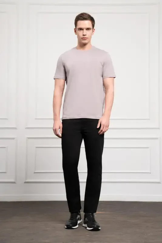 Modazone Men OPEN GRAY Basic Crew Neck Dynamic Fit Cotton T-Shirt - 2