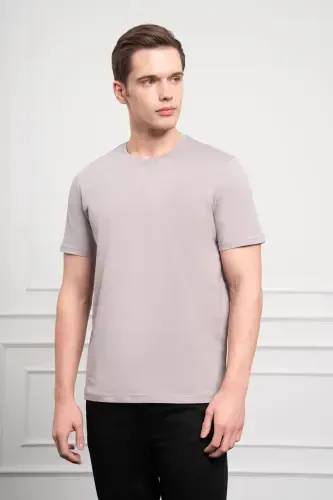 Modazone Men OPEN GRAY Basic Crew Neck Dynamic Fit Cotton T-Shirt - 3