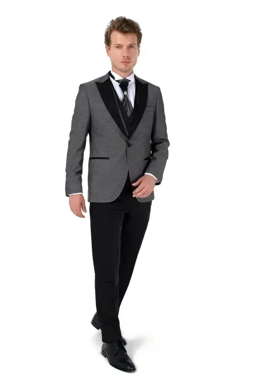 Modazone Men OPEN GRAY New York Vested Groom Suit - 1