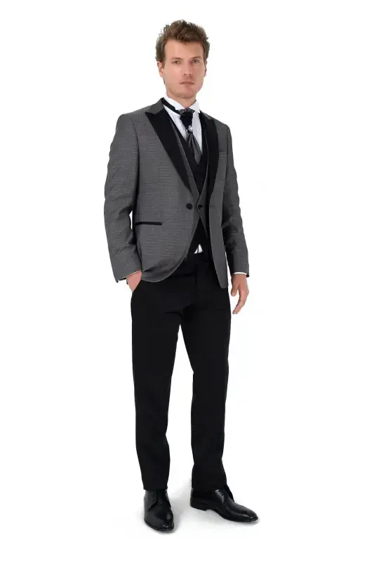Modazone Men OPEN GRAY New York Vested Groom Suit - 2