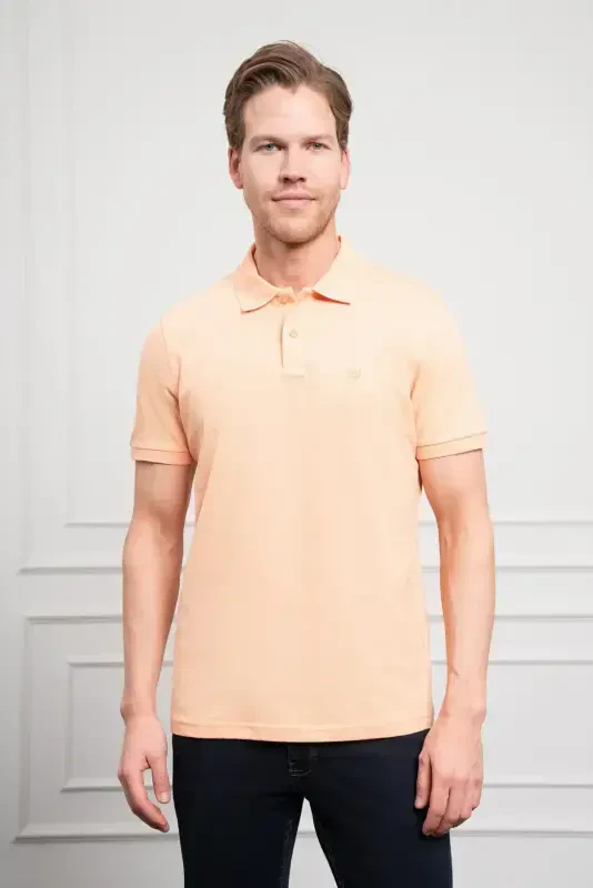 Modazone Men Salmon Basic Polo Collar Dynamic Fit T-Shirt - 1