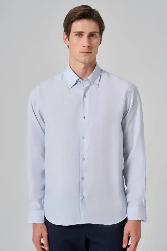 Modazone Men's A. BLUE Dynamic Fit Button-Down Collar Modal Shirt - 1