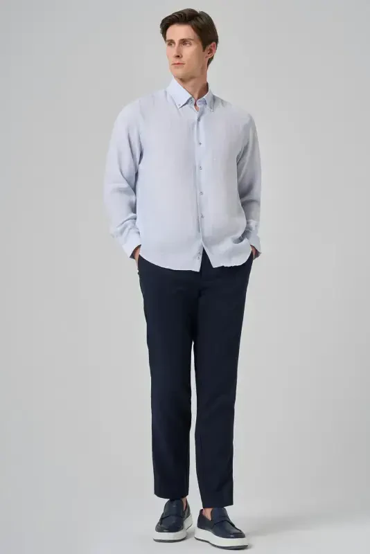 Modazone Men's A. BLUE Dynamic Fit Button-Down Collar Modal Shirt - 4