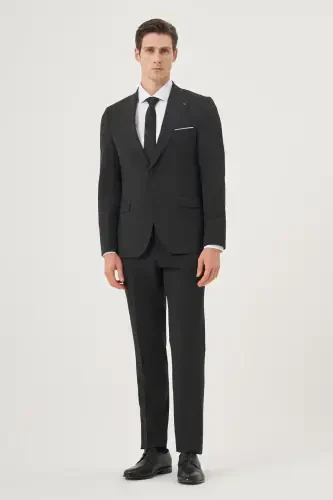 Modazone Men's Anthracite Polyviscose Basic Slim Fit Pointed Collar Suit - 3