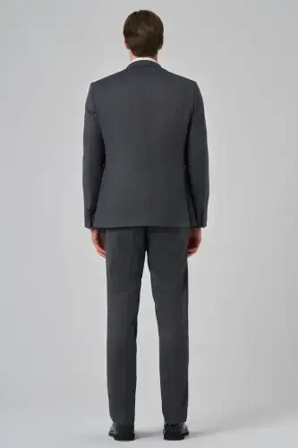 Modazone Men's Anthracite Polyviscose Vested Trend Patterned Slim Fit Pointed Collar Suit - 5