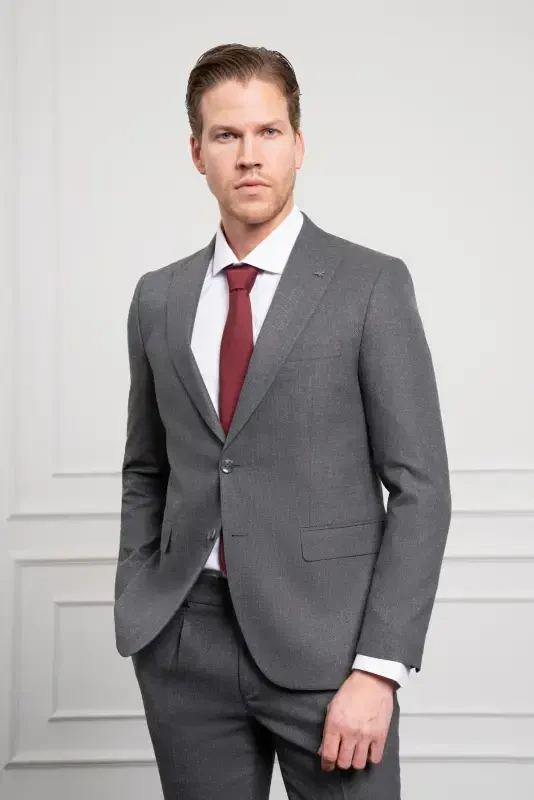 Modazone Men's Anthracite Trend Slim Fit Narrow Cut Pointed Collar Suit - MORVEN