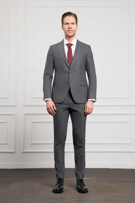 Modazone Men's Anthracite Trend Slim Fit Narrow Cut Pointed Collar Suit - 2