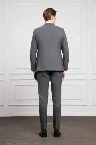 Modazone Men's Anthracite Trend Slim Fit Narrow Cut Pointed Collar Suit - 5