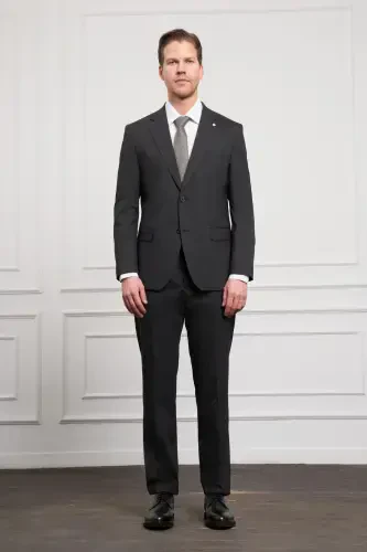 Modazone Men's Anthracite Trend Wool Dynamic Fit Comfort Fit Single Collar Suit - MORVEN (1)