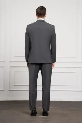 Modazone Men's Anthracite Trend Wool Dynamic Fit Peak Lapel Suit - 7