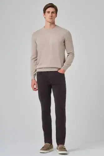 Modazone Men's Beige Basic Crew Neck Dynamic Fit Comfort Fit Knitwear - 4