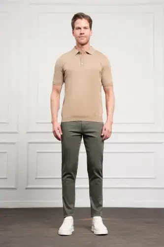 Modazone Men's Beige Basic Polo Collar Dynamic Fit T-Shirt - 2