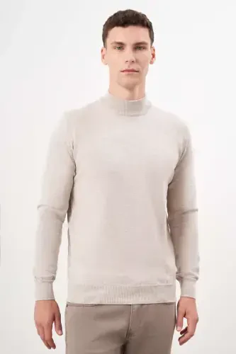 Modazone Men's Beige Basic Turtleneck Dynamic Fit Relaxed Fit Knitwear - MORVEN (1)